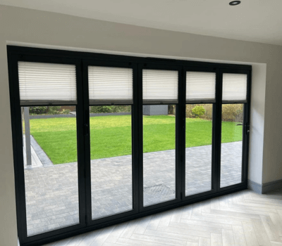 kitchen bifold door pleated blinds