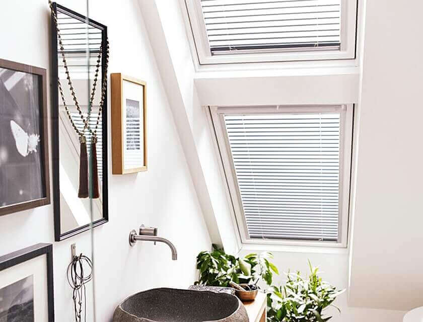 Bathroom skylight blinds