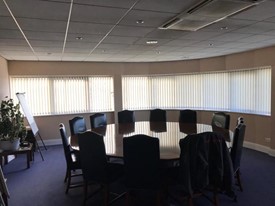 white blinds in office