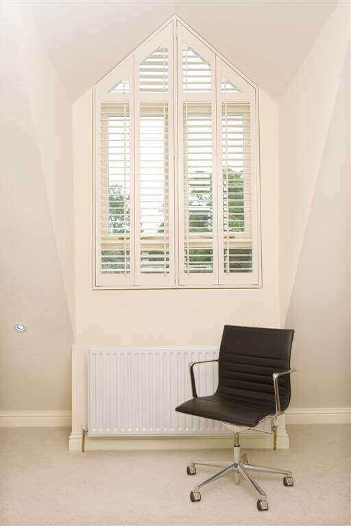 White shaped shutters