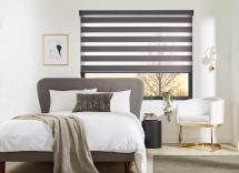 Sienna pewter vision blinds in bedroom